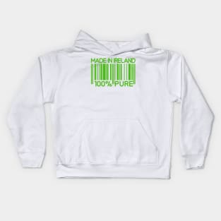 Made in Ireland, kelly green on white Kids Hoodie